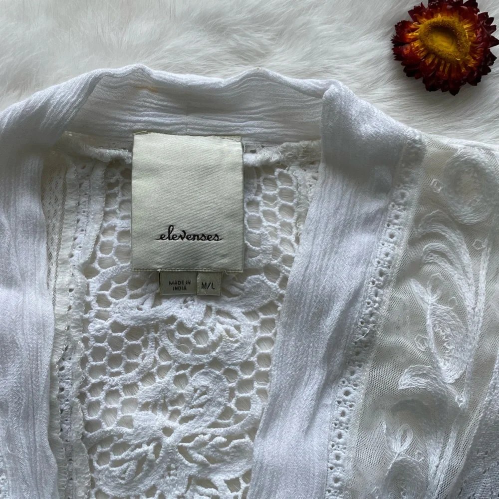 Elevenses by Anthropologie White Crochet Kimono Cardigan - Picture 5 of 8